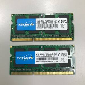 DDR3-1066MHzメモリ PC3-8500S 4GB × 2枚 計8GB