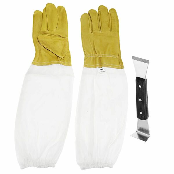 蜂の巣スクレーパー ステンレス鋼 強い フラットバー 山羊革 XXL袖手袋