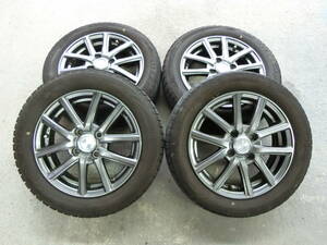 [152] EUROMAGIC 14インチ アルミホイール 4穴 14×4.5J +45 4本セット タイヤ 155/65R14 タント L375S 外し