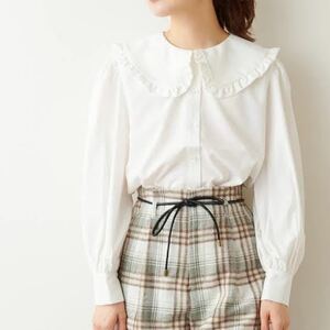 NICE CLAUP Nice Claup big collar attaching frill color shirt long sleeve 