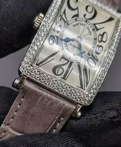 中古美品 フランクミュラー FRANCKMULLER ロングアイランド 950QZ ダイヤベゼル K18WG 金無垢 クォーツ レディース ユニセックス 腕時計_画像7