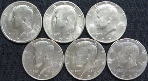 アメリカ ケネディ 50セント硬貨×6枚(1971～)