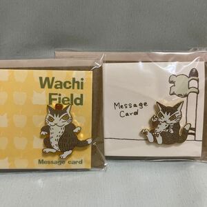 わちふぃーるど ダヤン ピンバッジカード (りんご＆葉っぱ) 2種類セット Wachifield DAYAN 猫 ピンズ メッセージカード 未使用品