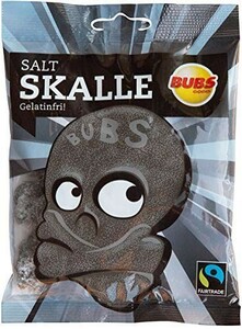 Bubs Godis Skalle スカッレ 骸骨 グミ 塩サルミアッキ味 90ｇ× 10袋セット スゥエーデンのお菓子です