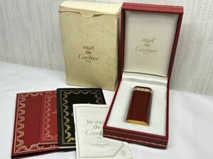 ◯ Cartier カルティエ ローラー ガス ライター 元箱付 ボルドー系 ゴールド ラッカー オーバル スイス製 着火未確認 