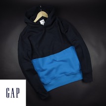 新品★GAP/ギャップ/カラーブロック裏起毛プルオーバーパーカー530/00紺青/【M】_画像1