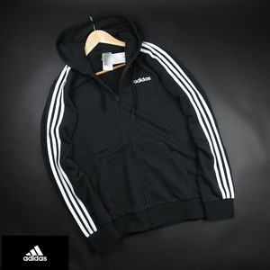 新品★adidas/アディダス/フレンチテリー スリーストライプス フルジップパーカーG91/102黒/XO【2XL】