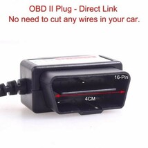 OBD2 充電 ケーブル ミニ USB 電源アダプタ 16ピン OBD2コネクタ直結 充電器　GPS,DVR,タブレット,電話等 3.5メートル AL-AA-7624 AL_画像2