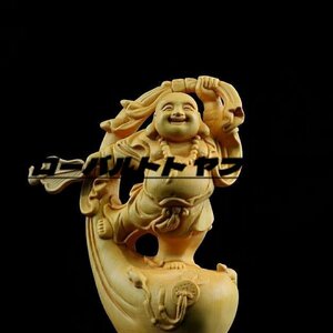 人気美品★ 布袋様 七福神 置物 精密彫刻 木彫仏像 仏教工芸品 金運 財運