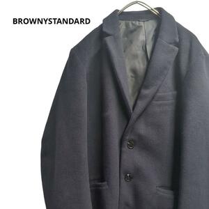 BROWNYSTANDARD ロングコート　紺　秋冬　レディースL b27