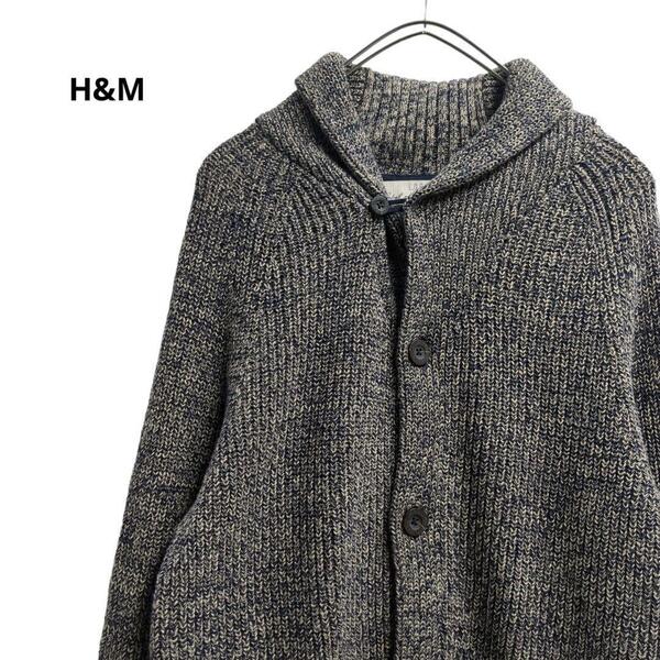 H&M ニットガーデン　秋冬　グレー紺　メンズM　b24