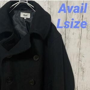 .【Avail】アベイル ロング丈Pコート メンズLsize ブラック