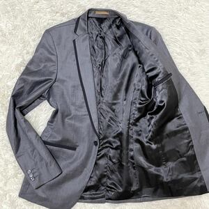 ZARA【希少 XL位 美品】テーラードジャケット シルバー グレー ザラ 50 ビジネス 通勤 仕事 セットアップ メンズ スーツ
