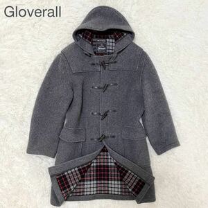 グローバーオール【美品】ダッフルコート 50 XL位 グレー ビジネス メンズ GLOVERALL チェック 英国製 大きいサイズ