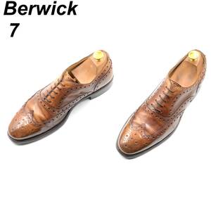 即決 Berwick バーウィック 25cm 7 4388 メンズ レザーシューズ ウイングチップ 内羽根 茶 ブラウン 革靴 皮靴 ビジネスシューズ