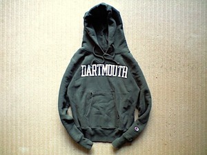 USA製 赤タグ 肉厚 12.5oz「DARTMOUTH」Champion REVERSE WEAVE プルオーバー パーカー Sサイズ ダートマス 大学 モスグリーン