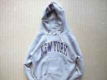 即決 USA製 赤タグ 12.5oz 肉厚 NEW YORK プリント Champion REVERSE WEAVE プルオーバー パーカー Mサイズ グレー_画像5