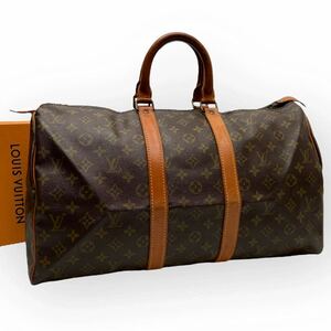 1円 美品 LOUIS VUITTON ルイヴィトン モノグラム キーポル 45 ボストン ハンド バッグ レザー メンズ レディース 旅行 かばん