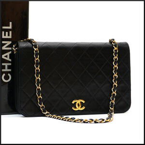 1円 美品 CHANEL シャネル マトラッセ チェーン ショルダー バッグ フラップ 式 ラムスキン レザー ゴールド 金具 ココマーク 黒色