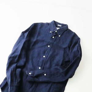 インディビジュアライズドシャツ INDIVIDUALIZED SHIRTS リネン ボタンダウンシャツ 14/ネイビー トップス メンズ 【2400013583527】