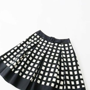 美品 エムズグレイシー M'S GRACY 格子チェック ベルトデザインスカート 38/ブラック ボトムス【2400013595483】