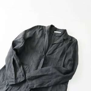 evamevaevam eva linenlinen turn-down collar coat 1/ black is oli feather woven flax outer garment [2400013567756]