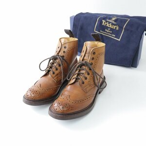 トリッカーズ Tricker's ウィングチップ カントリーブーツ 6-4/ブラウン シューズ 7ホール 24.5cm相当 レザー モールトン【2400013546652】