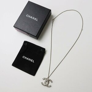 希少 箱付き シャネル CHANEL 10A クリスタル ココマーク ネックレス /シルバー アクセサリー ロゴ coco【2400013616980】