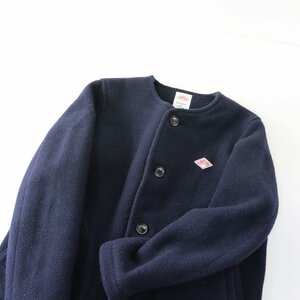 18AW ダントン DANTON ノーカラー ウールモッサ ジャケット 38/ネイビー アウター ショートコート カラーレス メルトン【2400013598118】