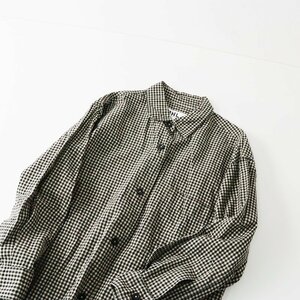 美品 2020AW エムエイチエル マーガレットハウエル MHL. MARGARET HOWELL VINTAGE COTTON WOOL シャツ 3/ブラック系【2400013599726】