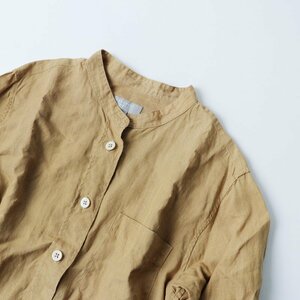 2023SS マーガレットハウエル MARGARET HOWELL SHIRTING LINEN カラーレスシャツ 1/キャメル トップス【2400013637145】