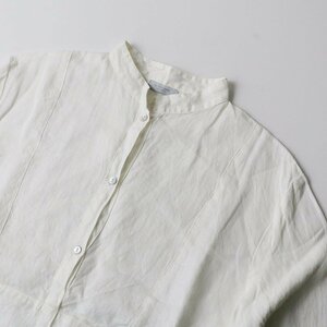 フォグリネンワーク fog linen work リネン バンドカラー ブザムカット ブラウス /生成り トップス リトアニアリネン 【2400013546553】