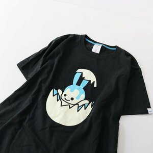 キューン CUNE うさぎ プリント 半袖Tシャツ L/ブラック トップス たまご【2400013622400】