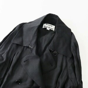 美品 アクネストゥディオズ Acne Studios JULES LI MIX PUS14 トレンチコート 32/ブラック レーヨンリネン【2400013632249】