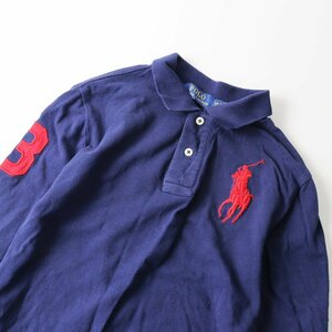 ポロラルフローレン POLO RALPH LAUREN デカロゴ刺繍 ロングスリーブ ポロシャツ S/ネイビー トップス ブラウス【2400013628907】