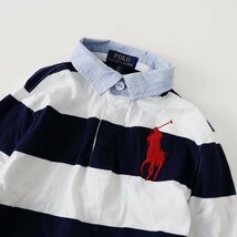 ポロラルフローレン POLO RALPH LAUREN カラー切替 ボーダー ポロシャツ S/ネイビー ホワイト デカロゴ【2400013628884】_画像1