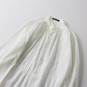 パドカレ pas de calais コットン ピンタック スモールカラーシャツ 38/ホワイト トップス【2400013630238】