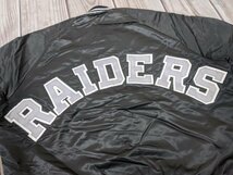 17．RAIDERS 両面デザイン ロゴ 裏地ウェーブキルト リブラインナイロンスタジャン　ボンバージャケット　黒系グレー白 y301_画像3