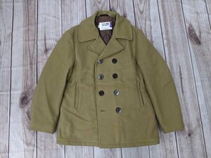 9．USA製 ショット Schott アメリカ製 米国製 740N PEA JACKET ピーコート ミドルコート ピージャケット メンズ42 ベージュ系z306