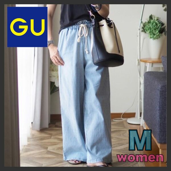 GU WOMEN リラックスフィットジーンズ ブルー Mサイズ