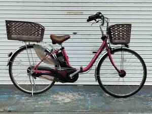 直接引き取りのみ　広島県呉市　電動アシスト自転車　パナソニック　ビビEX　ピンク　26インチ　前後タイヤ新品