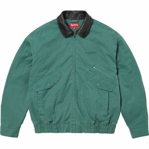 XL Supreme Leather Collar Utility Jacket Green レザー ユーティリティ ジャケット シュプリーム logo ロゴ グリーン 上着 レザー 