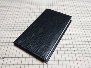 レザー◆本革 ブックカバー 牛革 ( 新書 ) 233x177mm 58g N 波型 黒 black