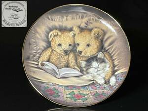 【瑞】FRANKLIN MINT/フランクリンミント limited edition 熊と猫柄　飾り皿　径：２０．７ｃｍ