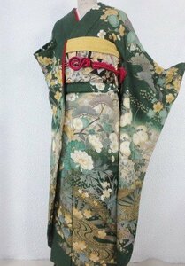 3343s■ 美品 高級感溢れる高貴な古典美 振袖 裄66 長襦袢セット ■ひまわり