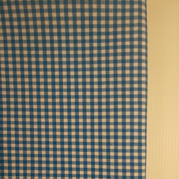 T/C先染め生地 ギンガムチェック ブルー×オフ白 生地巾約110cm×約50cm
