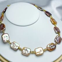 「バロックパールネックレス17mm本真珠」天然パールネックレス38+5cm necklace Pearl jewelry 虹色 _画像3