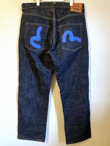 美品 EVISU エヴィス エビス LOT2001 朱耳SPECIAL ハンドペイント カモメ デニムパンツ W36 濃紺 ジーンズ DENIM PANTS JEANS