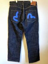 美品 EVISU エヴィス エビス LOT2001 朱耳SPECIAL ハンドペイント カモメ デニムパンツ W36 濃紺 ジーンズ DENIM PANTS JEANS_画像4