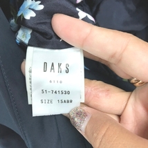 ◆お洒落な逸品◆DAKS/ダックス ステンカラーコート コート ネイビー 裏地花柄 サイズ15ABR 裏地シルク100％ レディース C13 ｃ4766_画像6